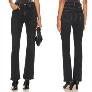 Agolde Nico High Rise Boot Cut Jeans Size 26 Black Organic Cotton Stretch